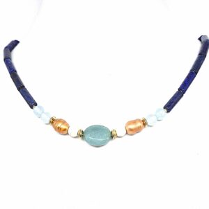 collier calcedione lapis